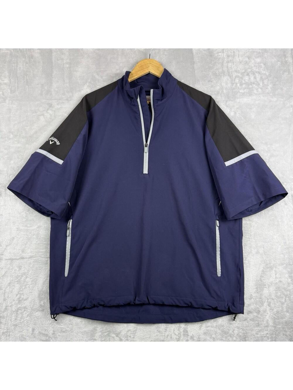 Callaway Weather Series Golf Pullover Mens Medium 1/4 Zip Wind Jacket Navy Tech